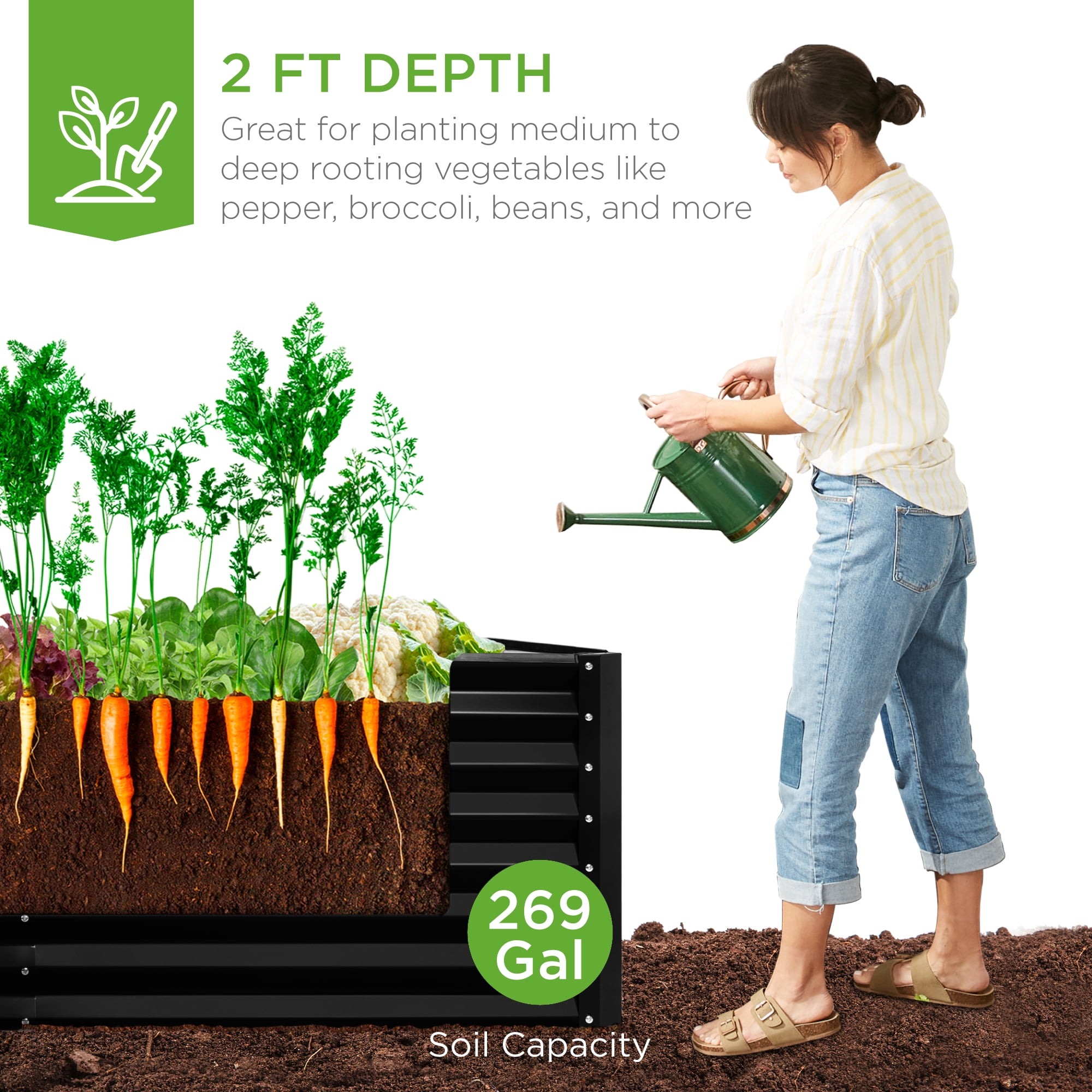 Best Choice Products 6x3x2ft Outdoor Metal Raised Garden Bed for Vegetables Flowers Herbs - Black