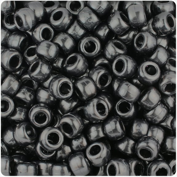 BeadTin Black Pearl 9mm Barrel Pony Beads (500pc)