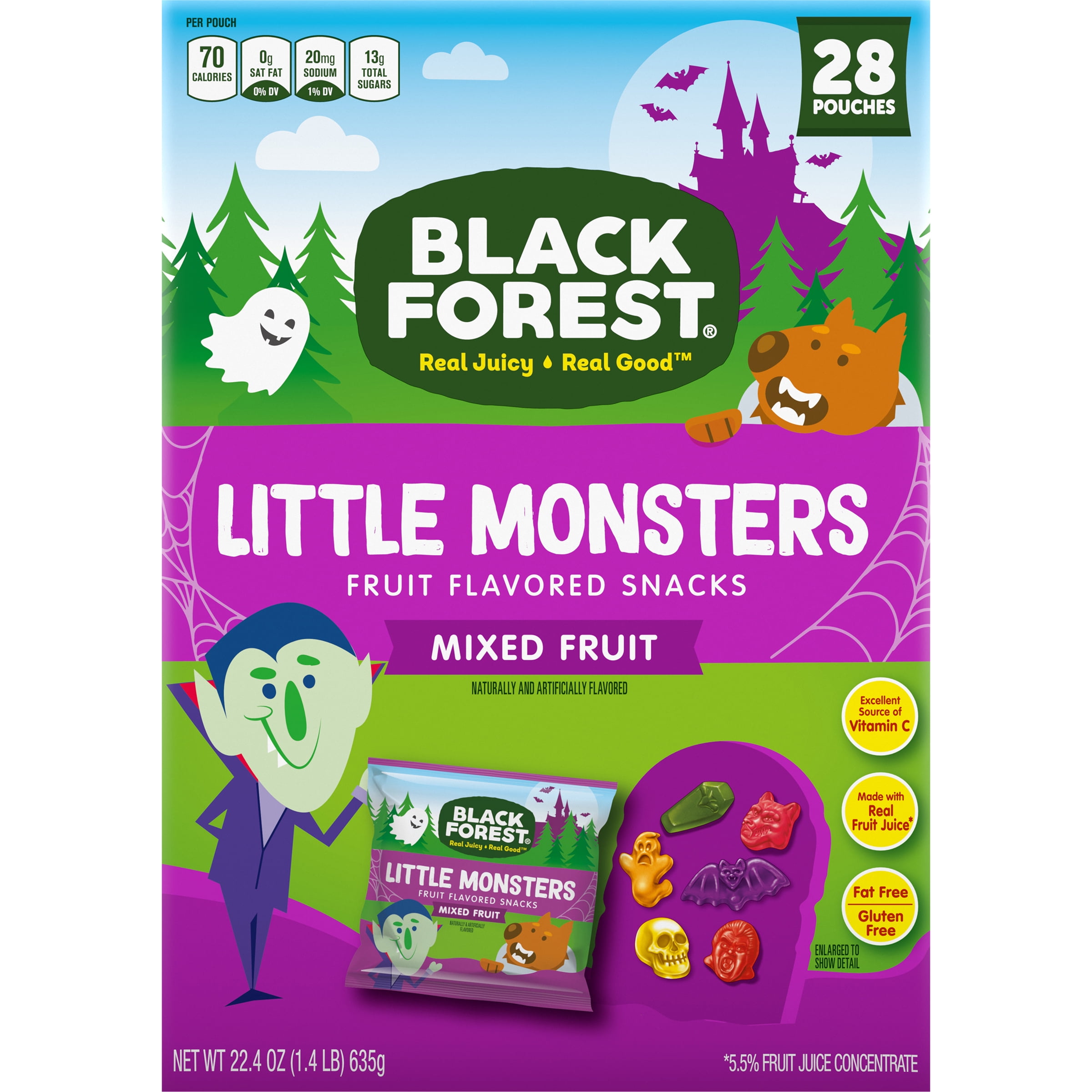 Black Forest Little Monsters Halloween Fruit Snacks, Assorted Fruit