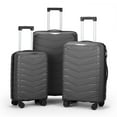 thumbnail image 2 of GVN Luggage Set, Carry on Suitcase Sets,V-Shaped Stripe 3-In-1 Pp Trolley Case 20In 24In 28In Pp Iron Trolley Classic Color - Dark Gray, 2 of 8