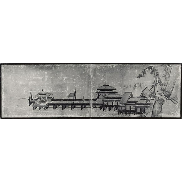 Pin (avers) ; paysage (inverse) affiche de kano eitoku (japonais, 1534 1590) (18 x 24)