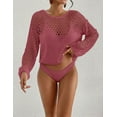 thumbnail image 4 of Bsubseach Bathing Suit Cover Up for Women Hollow Out Crochet Tops Round Neck Beach Coverups, 4 of 5