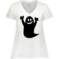 thumbnail image 3 of Inktastic Happy Halloween Cute Ghost Women's Plus Size V-Neck T-Shirt, 3 of 5
