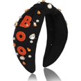 thumbnail image 1 of wonima44 Jaciya Halloween Headband Boo Knotted Head Band Rhinestones Pearls Hairband Halloween Hair Accessories for Women Girls, 1 of 1