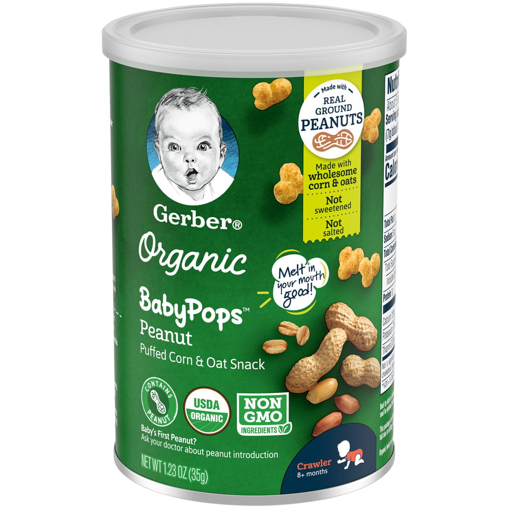 Gerber Organic Baby Pops Peanut Puffed Corn & Oat Baby Snack, 1.23 oz