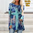 thumbnail image 1 of Camiseta de manga larga con estampado de rayas abstractas para mujer, ropa informal para vacaciones, diario, hogar, cuello redondo, básica, XS-8XL esencial, 1 of 4