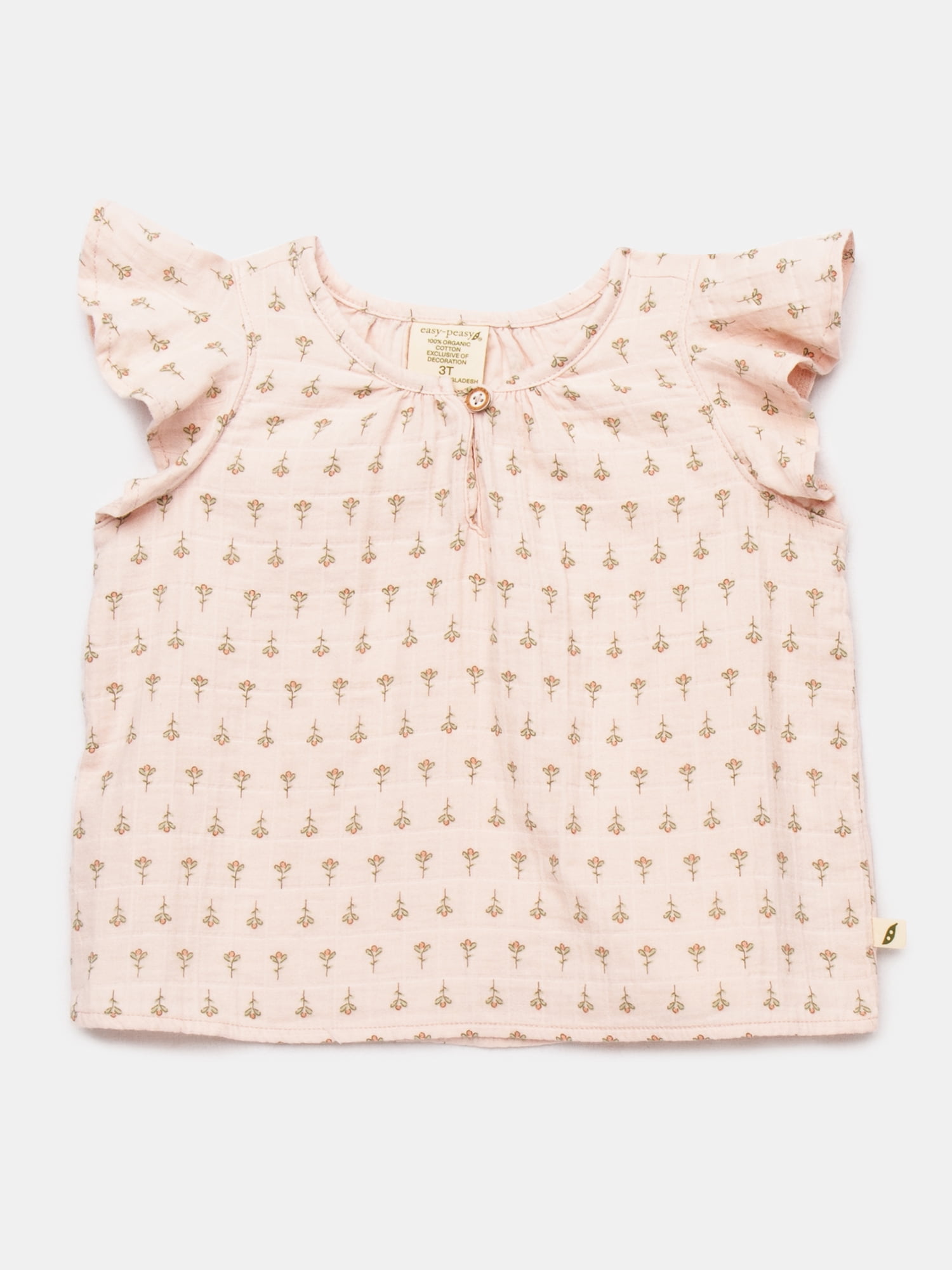 easy-peasy Toddler Girls Organic Dobby Check Ruffle Top & Shorts Set, 2-Piece, Sizes 18M-5T