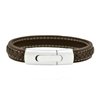 Arista Men's Classic Bracelet in Brown Leather and Stainless Steel Lock, 8.5"