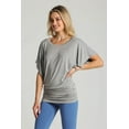 thumbnail image 4 of BAIEBLEUE GLOBAL Women's Solid Butterfly Short Sleeve Boat Neck Dolman Top HGrey L, 4 of 7