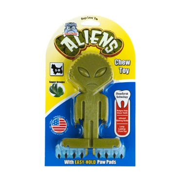 Bullibone Alien Bone Small Dog Chew Toy with Handles in Super Greens Flavor