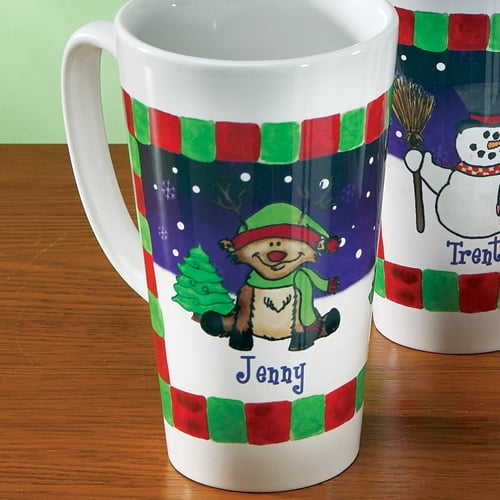 Personalized Christmas Latte Mug, Reindeer