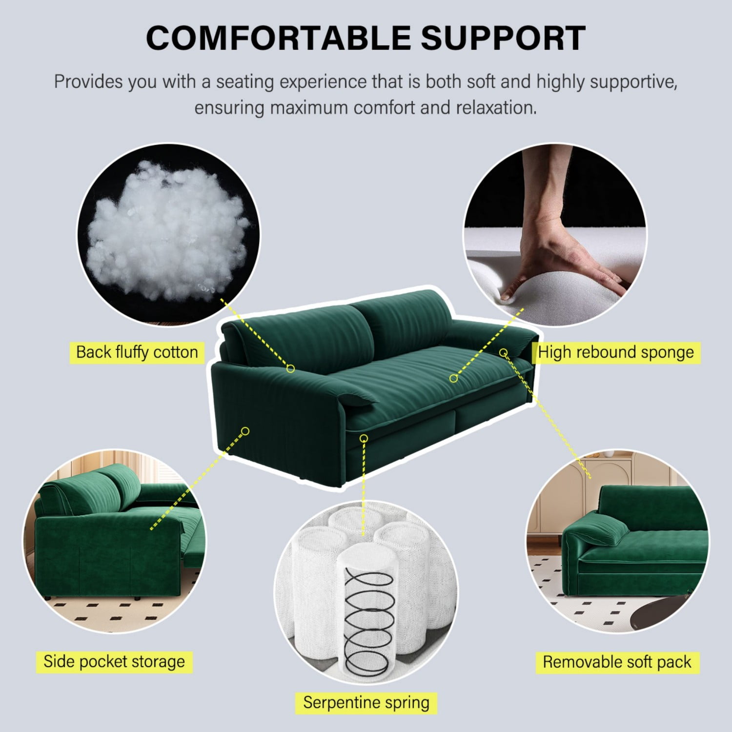 66" Queen Pull Out Sofa Bed, 3-in-1 Convertible Sleeper Sofa with Side Storage,Multi-Functional Velvet Loveseat Bed for Living Room,Bedroom,Apartment,Office.Green