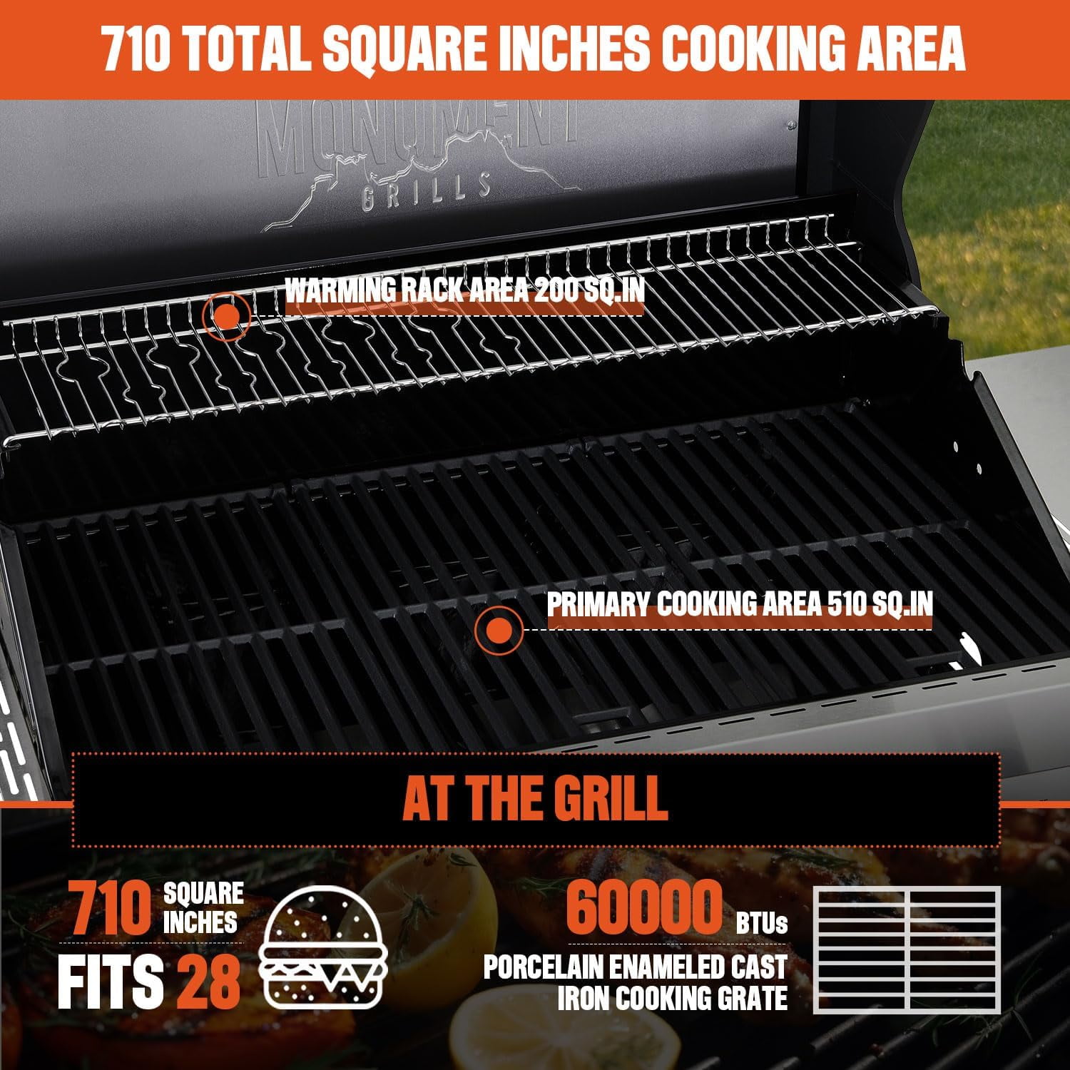 Denali 4-Burner Propane Gas Grill in Stainless with Clearview Lid, 3-Phase LED Controls, Grill Cover, and Side Burner