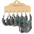 thumbnail image 3 of Conjunto de pendientes de bronce con forma de abanico grande y étnico vintage para mujer, 20991-6, 3 of 5