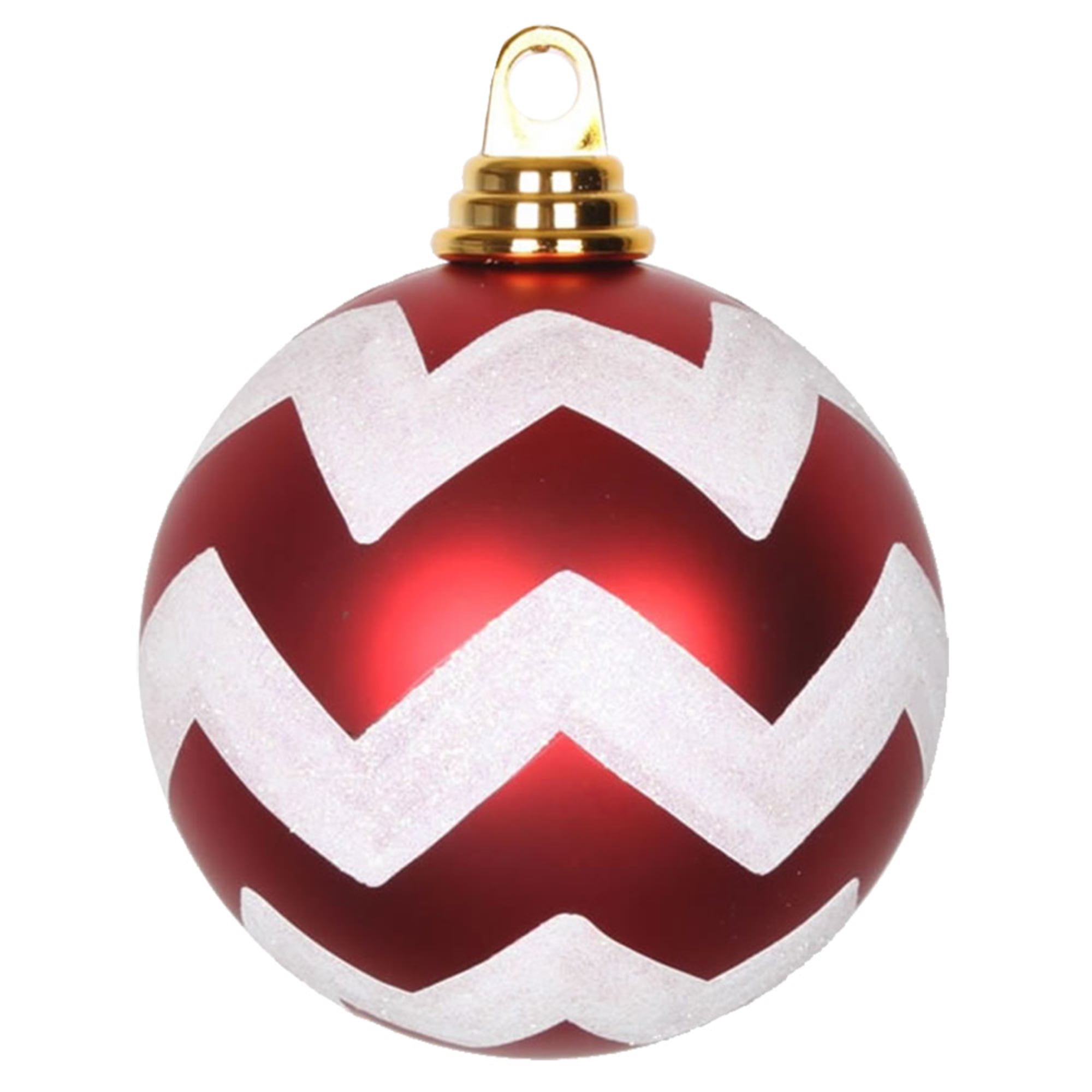Vickerman 4.75" Christmas Ornament Chevron Ball, Red and White Matte