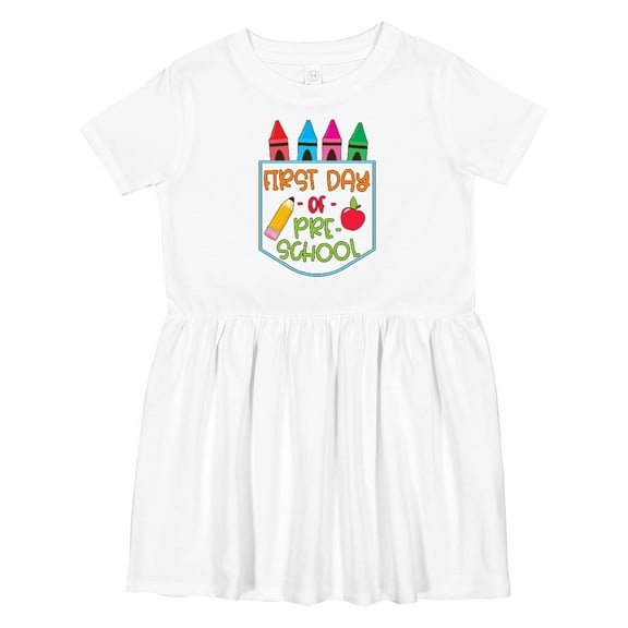 Inktastic 1st Day of Preschool Crayons and Apple Back to School Girls Toddler Dress