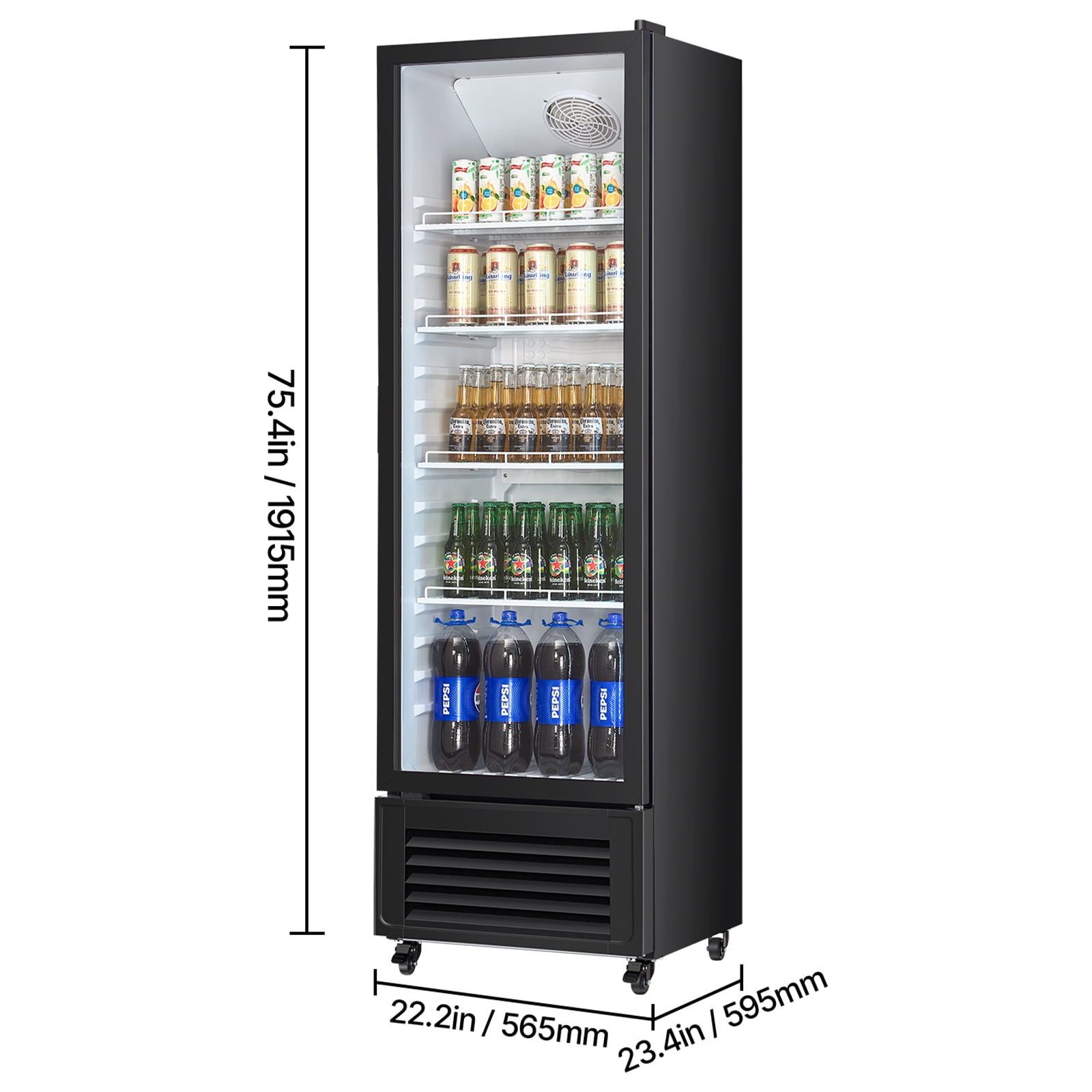 KFFKFF Commercial Merchandiser Refrigerator Single Glass Door 11.47Cu ft , Display Beverage Cooler Merchandiser