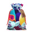 thumbnail image 1 of Pofeuu Sac Cadeau de Noël Imprimé Groupe de Trolls, Pochette en Toile de Jute avec Cordon de Serrage et Carte en Papier Kraft pour Fête, Anniversaire et Emballage - Moyen, 1 of 7