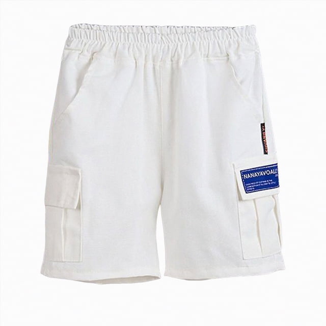 gdxvjhbj Shorts Cargo pour Garçons Shorts pour Hommes à Évacuation de l'Humidité devant Plat Extensible Performance Short Taille 12-13 (Blanc, 12-13 Ans)