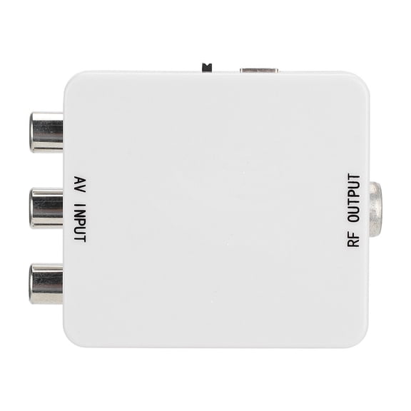 BIMZUC AV to RF Mini Video Converter Box Driver Free Adapter TV Signal Switcher White 67.25Mhz 61.25Mhz (4.72 inches / 12 cm)
