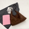thumbnail image 5 of Baright Women Suede Shoulder Bag Fashion Tote Bag Large Capacity Stylish Crossbody Bag Solid Color Top Handle Bag Adjustable Strap Vintage Satchel Bag, 5 of 9