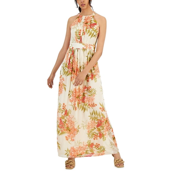 INC Womens Floral Print Maxi Halter Dress