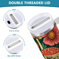 thumbnail image 3 of Yayeee 40oz Double-Wall Insulated Stainless Steel Tumbler with Handle Bottle, Floral Mushroom, 3 of 8