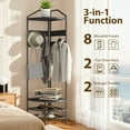 thumbnail image 3 of HOMCOM Corner Hall Tree, 4-Tier Coat Rack with Shoe Storage, 8 Movable Hooks and 2 Storage Shelves for Entryway Hallway, Black, 3 of 9