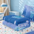 thumbnail image 5 of meiyoeat Bling Bowknot Monogram P Zipper Full Size Comforter Sets With Fitted Sheet And 2 Pillowcases,Blue Cream Drip Initial Theme Zipper Bedding Set For Girl,Colorful Stars Reversible,4 Pieces, 5 of 7