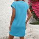 thumbnail image 4 of mfyjkho Vestidos para mujer, Vestido de mujer con cuello redondo, manga corta y bolsillos de color liso con nudo Vestidos de playa para mujer xxl, 4 of 5