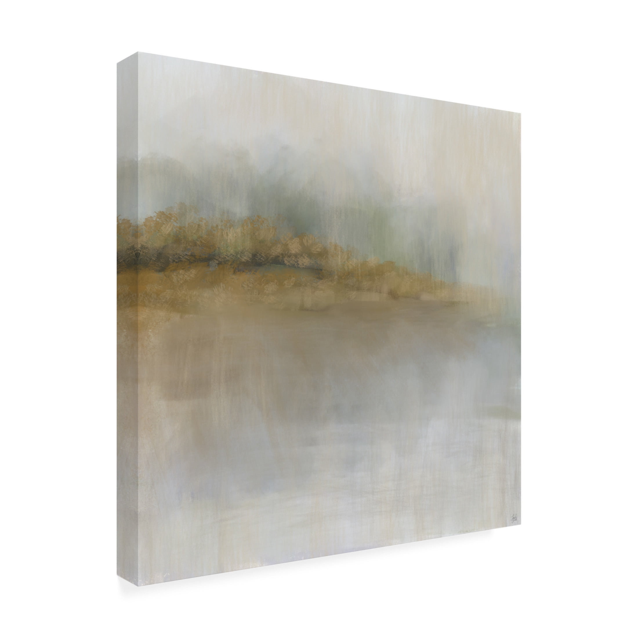 Canvas Wall Art - Line and Brush 'Golden Brush Landscape Abstraction' Wall Art for Living Room, Bedroom, or Office Décor by Trademark Fine Art - 14 x 14 Inches