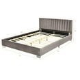 thumbnail image 2 of Costway Queen Tufted Upholstered Platform Bed Frame Flannel Headboard Light Grey, 2 of 10