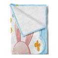 thumbnail image 2 of Children Soft Flannel Fleece Throw Blanket, Bunny Rabbit in Flower Garden with Happy Sun Lady Bugs and Butterfly Print, Cozy Plush for Indoor and Outdoor Use, 50" x 70", Multicolor, by Ambesonne, 2 of 5