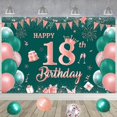 thumbnail image 5 of Emerald Green and Rose Gold 18th Birthday Decorations for Girls, Happy 18th Birthday Backdrop Banner Triangle Flag 18th Birthday Bunting Rose Gold 18 Confetti Foil Balloon for Her 18 Year Old Birthday, 5 of 6