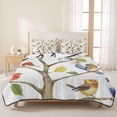 thumbnail image 3 of Full Quilt Set 78''x90'', Watercolor Bird Lightweight Summer Bedspread Coverlet Set with 2 Pillow Shams, Modern Spring Branch Colorful Leaf Breathable All Season Quilt Bedding for Bedroom/Guest Room, 3 of 9
