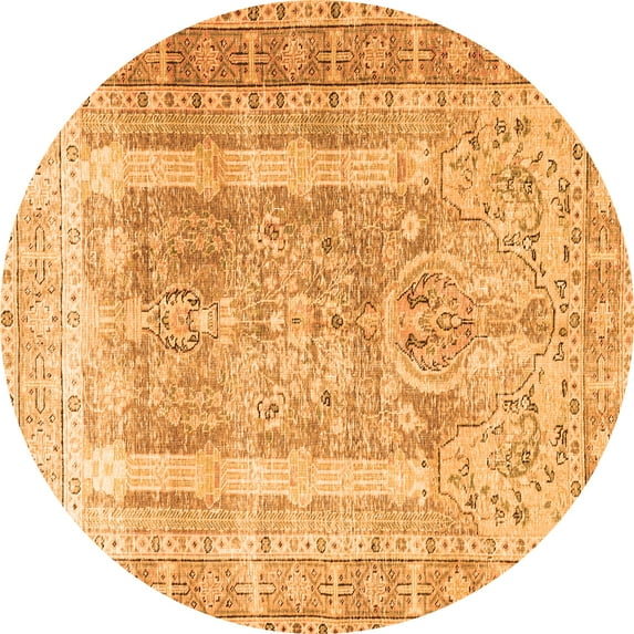 Ahgly Company Indoor Round Persian Orange Traditional Area Rugs, 8' Round