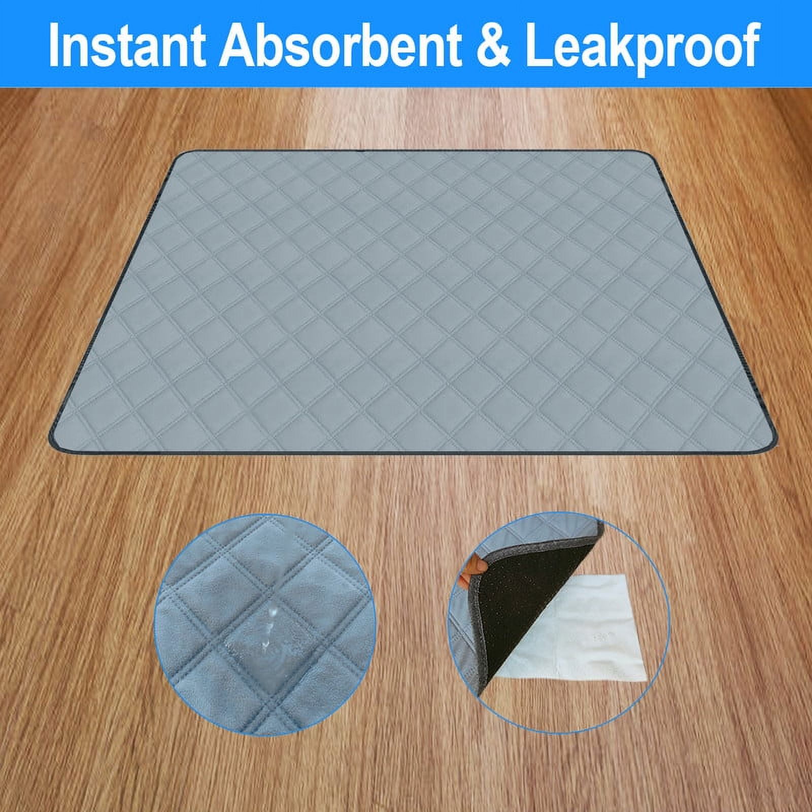 RIOUSSI Washable Pee Pads for Dogs, Puppy Pads for Potty Training with Leakproof Bottom. Light Gray, 4 Pack, 36"x41"