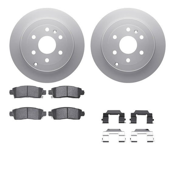 Dynamic Friction Company Rear Geospec Brake Rotors with 5000 Euro Ceramic Brake Pads includes Hardware 4612-48006