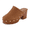 Chestnut, variant on Cushionaire Guest Platform Clogs for Women, Heeled Faux Wood Mules with Studded Detailing and Memory Foam Footbed