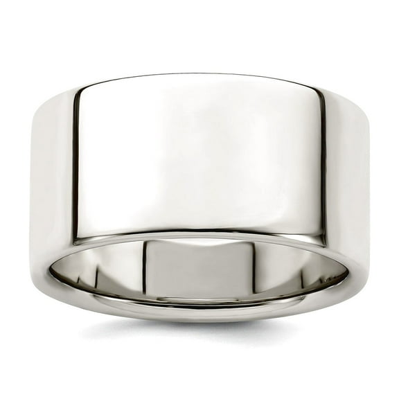 925 Sterling Silver Polished Flat Band Lightweight 10mm Flat Size 9 Band Ring Ring for Women and Men