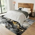 thumbnail image 3 of Distressed Black Grey Gold Marble Area Rug For Living Room, Modern Abstract Texture Rug For Entryway Bedroom Farmhouse Comfortable Standing Mat 5' x 7', 3 of 6