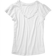 Juniors Plus Ruffle Neck Tee