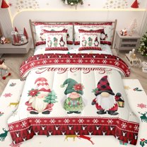 Manfei Cartoon Xmas Gnome 7-Piece Bedding Comforter Set,Merry Christmas King Bedding Sets,Wild Deer Skull Bed Sheets For Girl Boys,Ultra Soft Home Decor Reversible