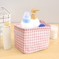 thumbnail image 5 of BESEW7 Household Storage Baskets Collapsible, Laundry Basket for Shelves, Cotton Linen Bathroom Organizers and Storage Pantry Closet Toy Storage Pink Plaid, 5 of 7