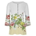 thumbnail image 4 of up to 60% off Gifts Under $5 Tunic Tops for Women Winter Womens Button up Henley Shirts Spring Lightweight Pleated Hem 3/4 Sleeve Pullover Tops V Neck Fashion Floral Print Tunic Blouses, 4 of 5