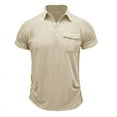 thumbnail image 1 of pstuiky camiseta de hombre, Blusa de manga corta con cuello vuelto y botones transparentes y encaje calado para hombre camisas casuales para hombre l, 1 of 4