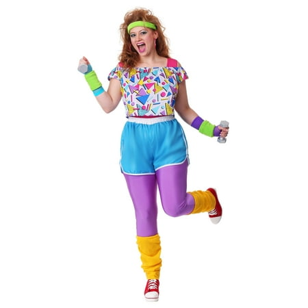 Women's Plus Size Work It Out 80's Costume