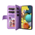 thumbnail image 3 of Multifunctional Case for Samsung A51 4G,[RFID Blocking] 9 Credit Cards Holder with Wrist Strap, Premium PU Leather Zipper Wallet Purse Magnetic Flip Phone Cover for Samsung Galaxy A51 4G, Purple, 3 of 12