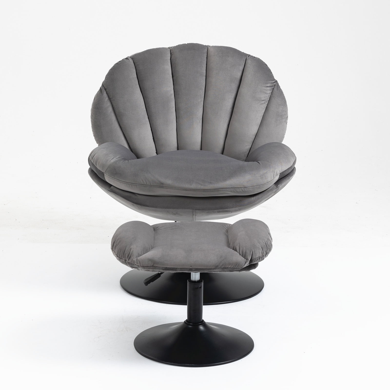 Yardi Yard Modern Swivel Upholstered Accent Chair and Ottoman, Adjustable Seat Height Velvet Office Chair Gray Yardi Yard Modern Swivel Upholstered Accent Chair and Ottoman, Adjustable Seat Height Velvet Office Chair Gray