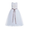 thumbnail image 2 of Ekidsbridal Girl Baptism Flower Girl Dress - White Tulle Keyhole Bak A-Line with Sequin Sash 178mh-A (Size: 2-12), 2 of 5